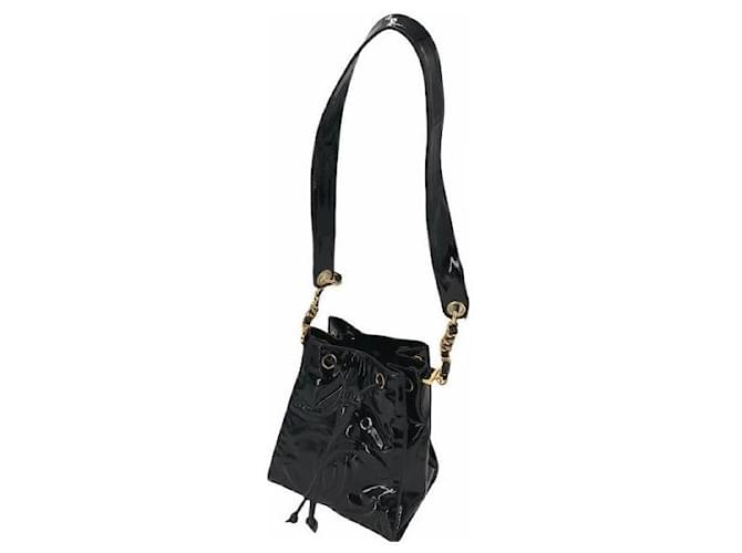 Chanel Cocomark Drawstring purse One shoulder bag 4th series Black Patent leather  ref.505060