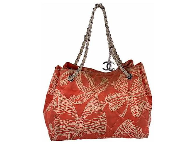 Chanel Coco Mark Chain Tote Handbag Canvas Pink  ref.505062