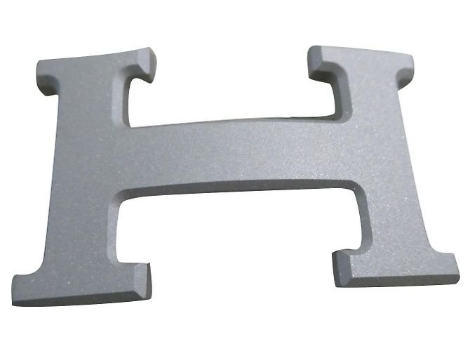 Hermès Loop 5382 silver matt gray sandblasted metal  32mm new Silvery