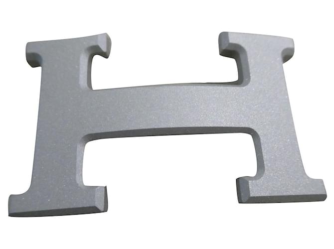 Hermès Loop 5382 silver matt gray sandblasted metal  32mm new Silvery Steel  ref.505066