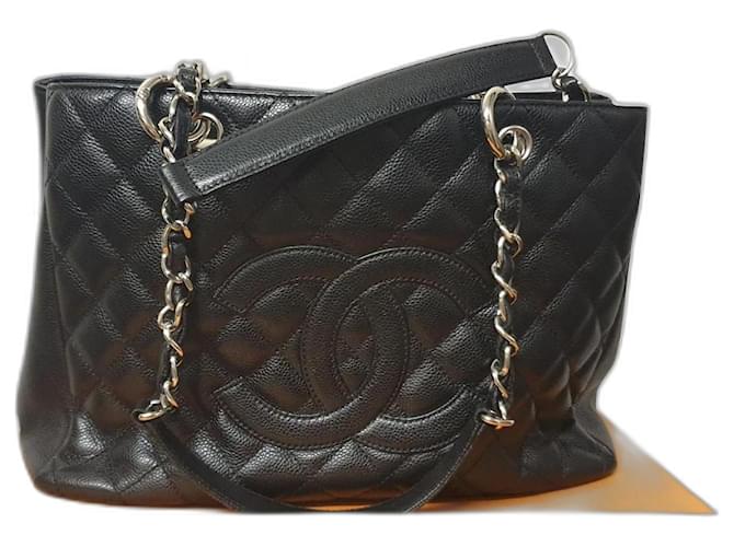 Chanel grand shopping tote Black Leather  ref.505450