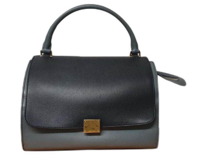 Trapèze Bolsa de mão Céline Trapeze em couro azul