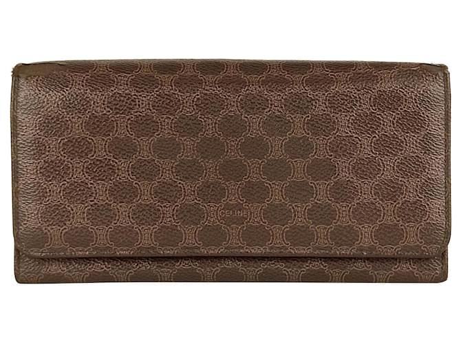 Céline Triomphe vintage wallet Brown Cloth  ref.505610