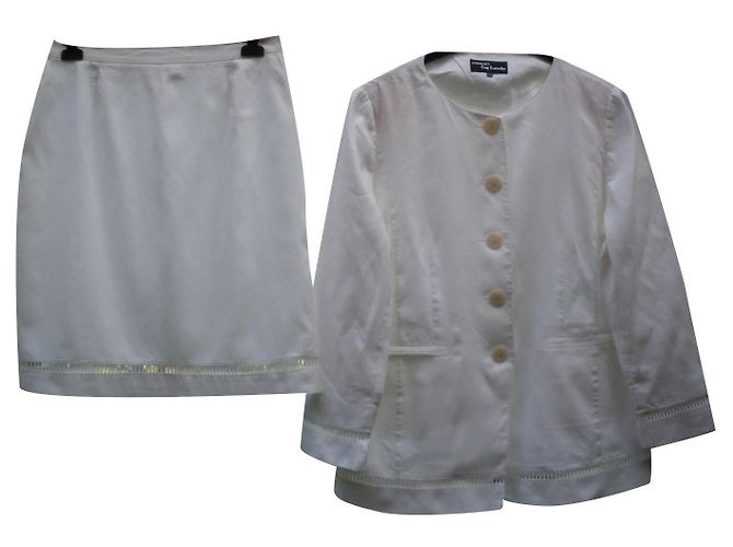 Guy Laroche Rockanzug Leinen Eggshell Aus weiß