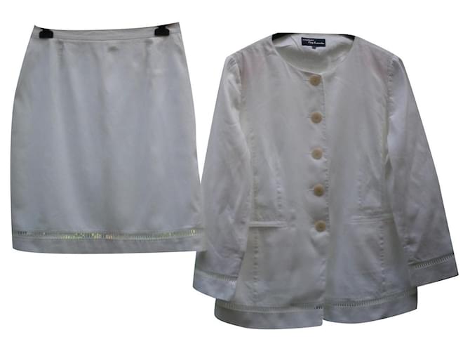 Guy Laroche Skirt suit Eggshell Linen  ref.505615