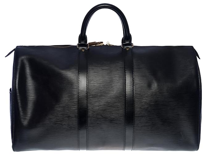 A espaçosa bolsa “Keepall” da Louis Vuitton 45 cm em couro epi preto  ref.505685