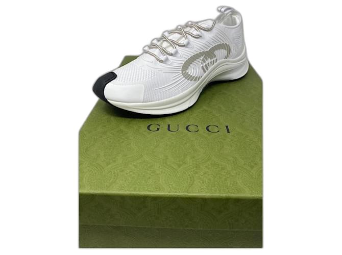 Baskets homme taille Gucci Run 11,5 Synthétique Blanc  ref.505696