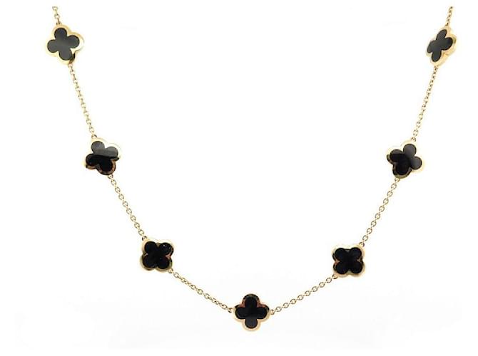 VAN CLEEF & ARPELS PURE ALHAMBRA NECKLACE 10 yellow gold patterns 18K&ONYX PLATES Golden  ref.505795