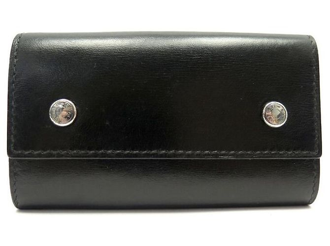 Hermès HERMES MULTICLES KEY HOLDER IN BLACK BOX LEATHER BLACK LEATHER KEY HOLDER RING