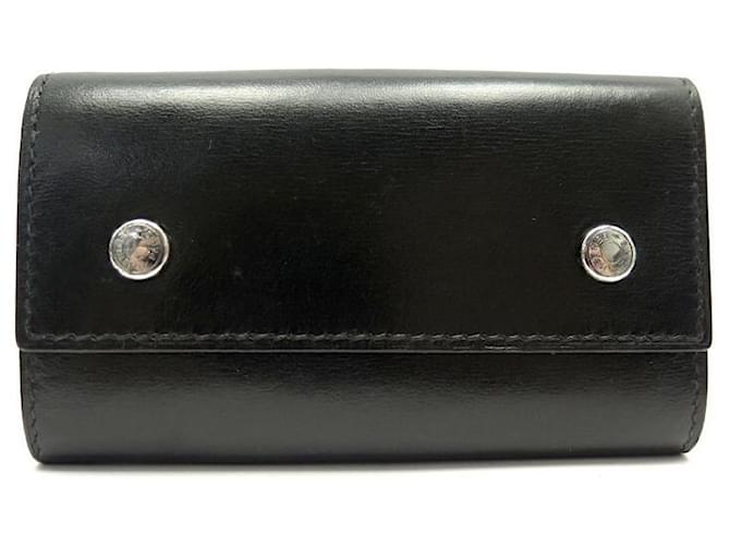 Hermès PORTE CLES HERMES MULTICLES EN CUIR BOX NOIR BLACK LEATHER KEY HOLDER RING  ref.505844