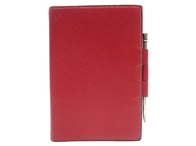 Hermès VINTAGE HERMES GM AGENDA COVER RED & GREEN EPSOM LEATHER +