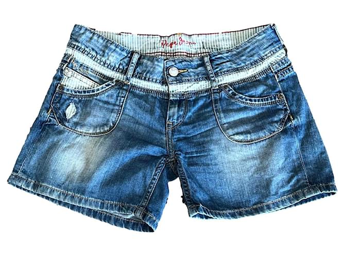 Pepe Jeans Pantalones cortos de niña Blanco Azul Azul claro Juan  ref.506318
