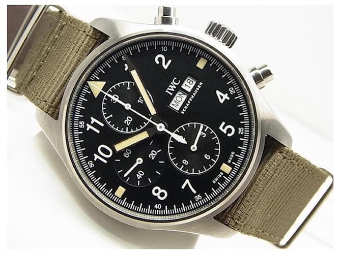 IWC Fliegeruhr Chronograph IW377724 Originalware Mens Silber Stahl  ref.506419