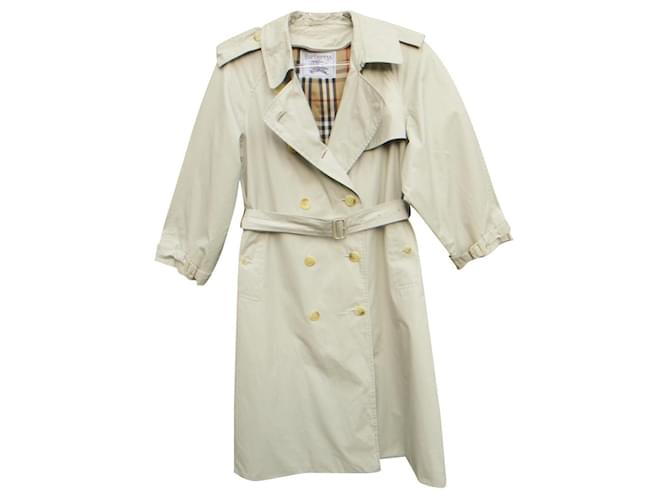 trench coat vintage das mulheres Burberry 36 / 38 Bege Algodão Poliéster  ref.506426