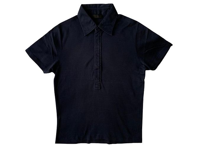 Polo in jersey di cotone blu navy Prada