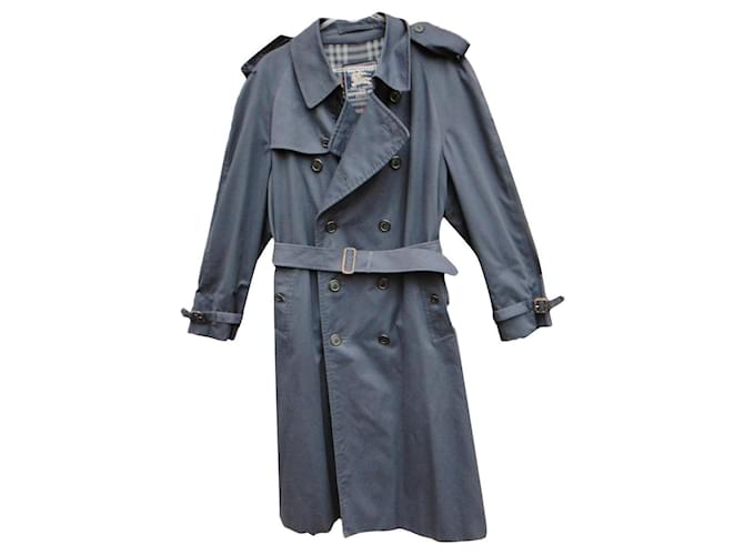 trench coat Burberry vintage t 54 Navy blue Cotton Polyester  ref.506477