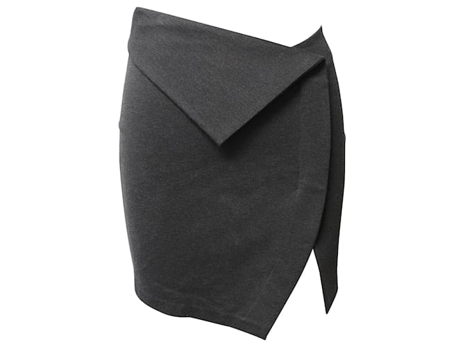 Autre Marque The Attico Slit-Detail Deconstructed-Effect Skirt in Grey Viscose  Cellulose fibre  ref.506545