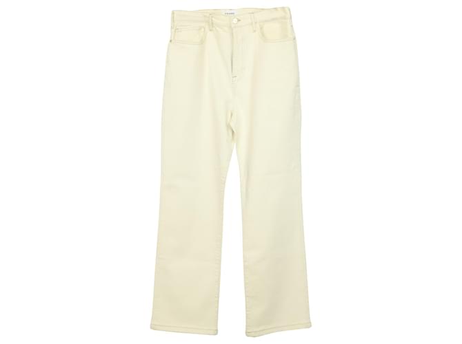 Frame Denim Jeans Frame Le Jane Boyfriend em Denim Branco de Algodão  ref.506569