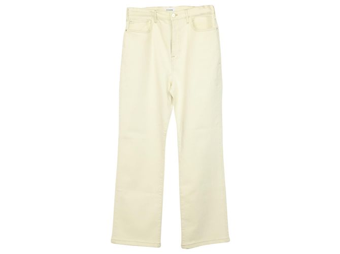 Frame Denim Jeans Frame Le Jane Boyfriend em Denim Branco de Algodão