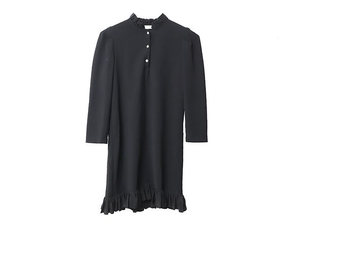 Sandro Felice Minikleid mit Rüschenbesatz aus schwarzem Polyester