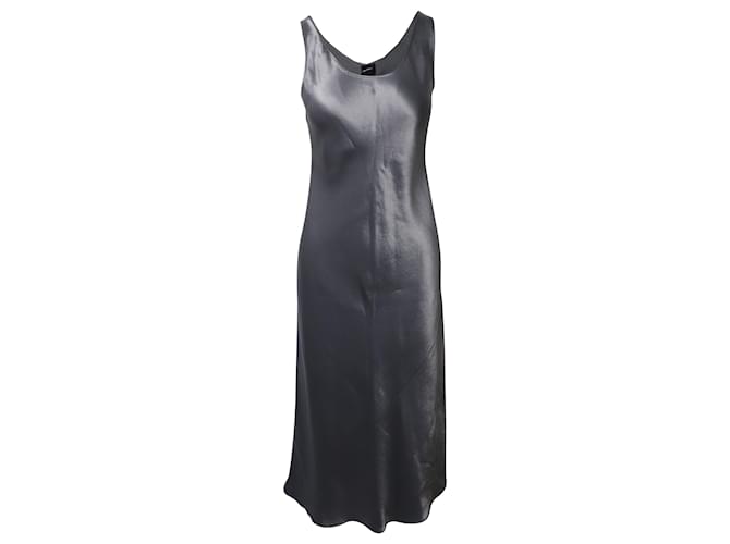 Max Mara Leisure Crinkled Satin Maxi Dress in Grey Acetate Silvery Cellulose fibre  ref.506578