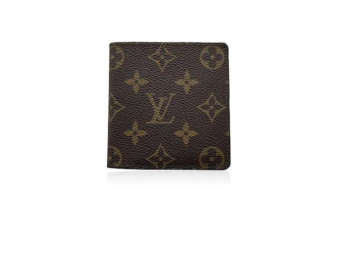 Louis Vuitton Carteira de cartão de crédito com dobra dupla em canvas Monograma vintage Marrom Lona  ref.506589