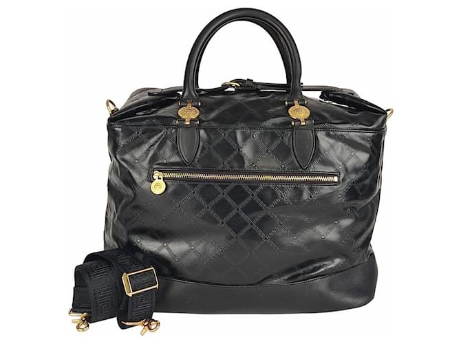 Gianni Versace sac de voyage unisexe Medusa en PVC Simili cuir Noir ref.506600 Joli Closet