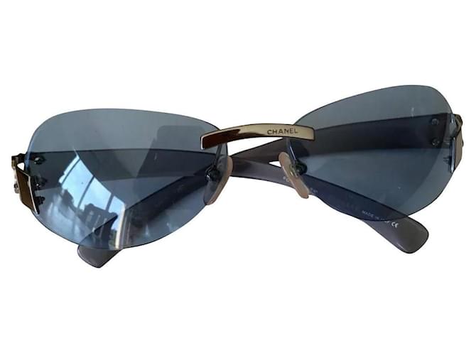 Vintage Chanel Sonnenbrille Blau Kunststoff  ref.506605