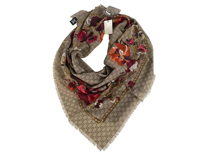 Gucci Monogram Blooms shawl Multiple colors Wool  ref.506798