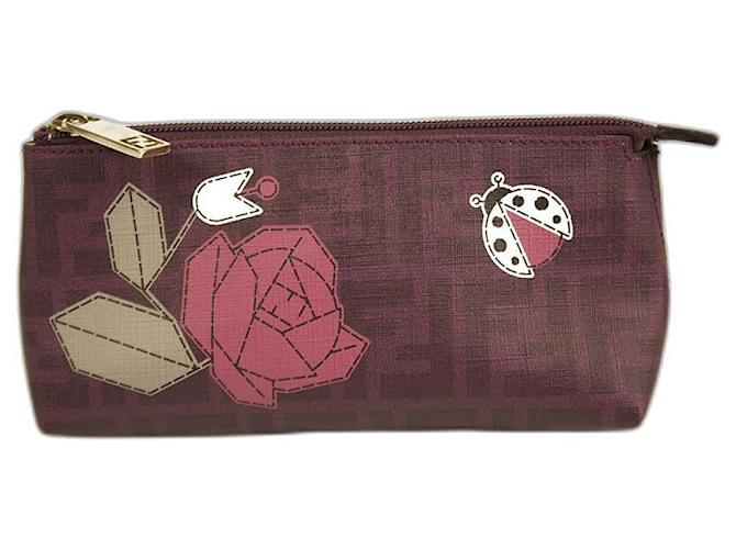 Fendi Zucca Spalmati Rose Ladybug Purple FF Logo Clutch Mini Bag Borsa a mano con cerniera Multicolore Sintetico  ref.507031