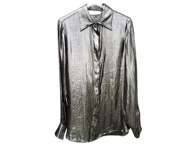 Blumarine Bluse aus Seide Schwarz Metallic Metallisch