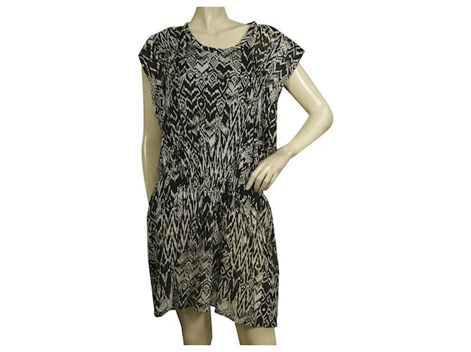 IRO Black & White Cantela Print Viscose Mini Dress size 36  ref.507047