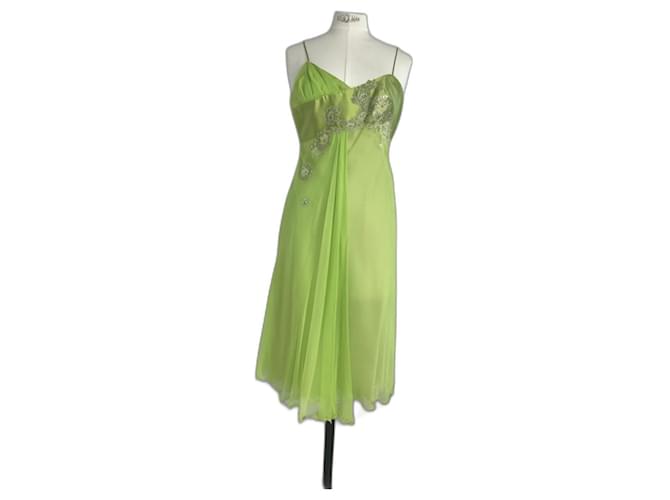 Autre Marque Vestido de coctel de seda Verde claro  ref.507167