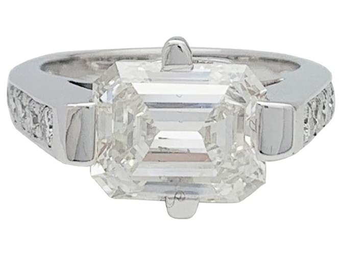 inconnue anel de ouro branco, diamante lapidado esmeralda 4 Cts.  ref.507191