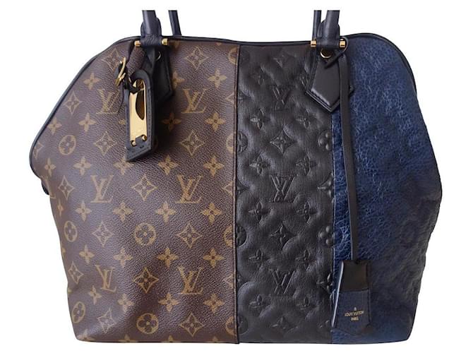 Louis Vuitton Vuitton Block bag Brown Black Blue Leather Cloth  ref.507292