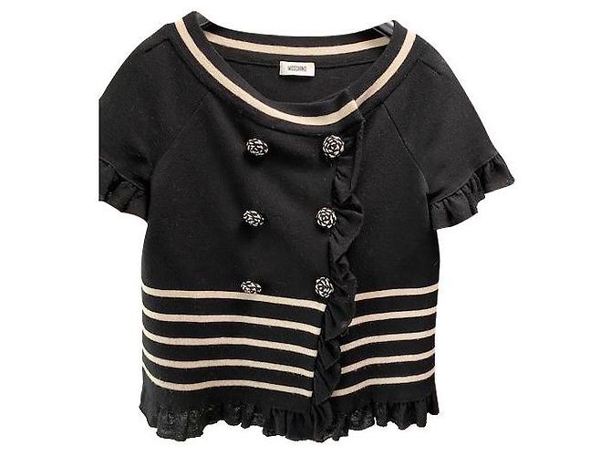 Colete Moschino de lã preto e bege