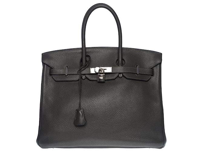 Hermès Superbe sac à main Hermes Birkin 35 cm en cuir Togo gris Etain, garniture en métal argent palladium  ref.507379