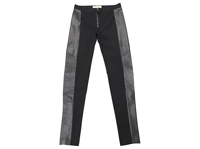 Burberry Leggings with Leather Side Panel in Black Viscose Cellulose fibre  ref.507396