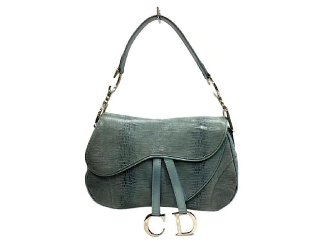 *[Used] Christian Dior Saddle Bag Light Blue Shoulder Bag Suede  ref.507447