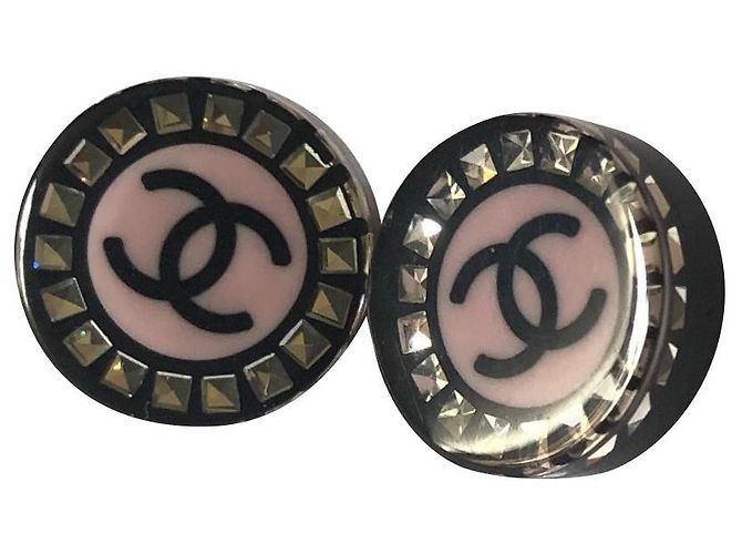 Chanel Ohrringe Schwarz Pink Harz