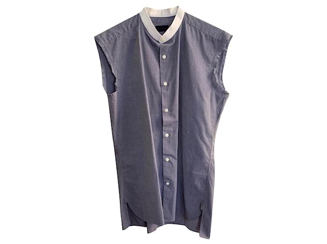 Lanvin Cotton sleeveless shirt Light blue  ref.507853