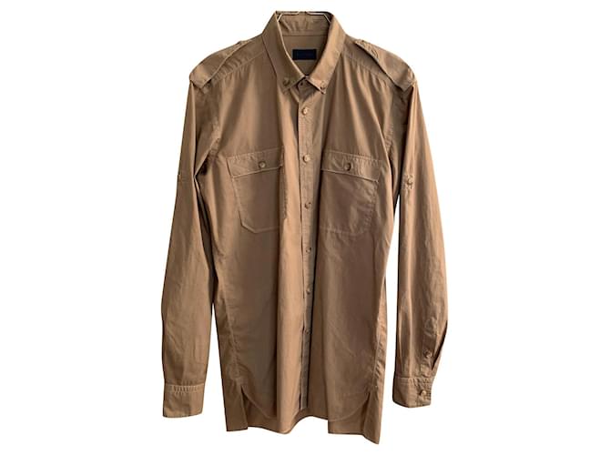 Lanvin Camisa militar de algodón ligero Castaño  ref.507869