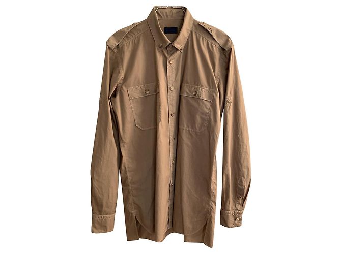 Lanvin Camisa militar de algodón ligero Castaño