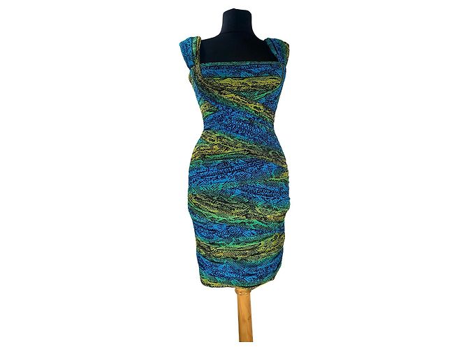 Vestido Bcbg Max Azria Estampado Piel de Serpiente Multicolor