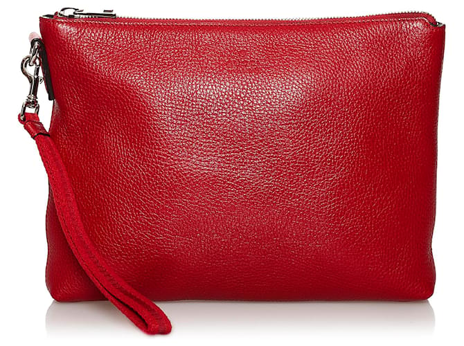 gucci red leather clutch