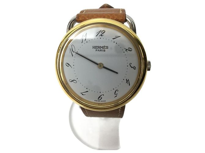 Hermès Relógio HERMES Quartz / Analógico / Borracha / WHT / BRW / Arsoe Marrom