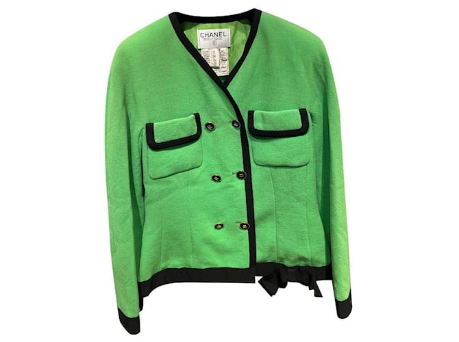 Chanel Collector Black Light green Wool  ref.508223