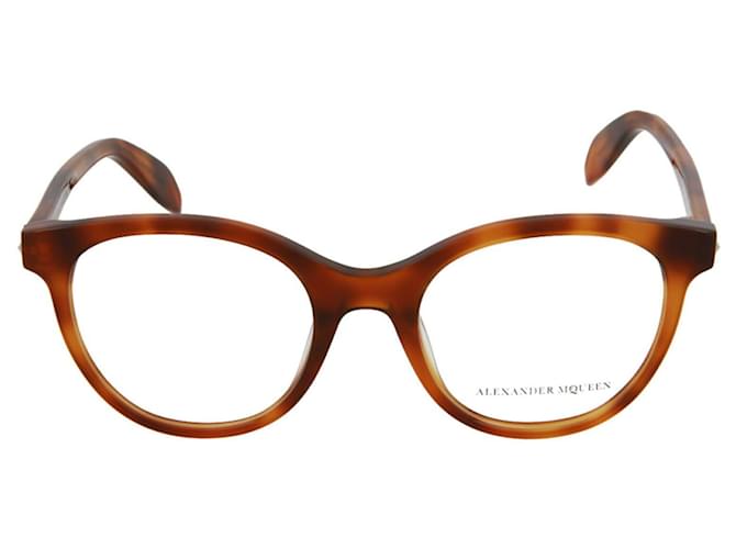 Óculos ópticos redondos de acetato Alexander McQueen Marrom Fibra de celulose  ref.508348