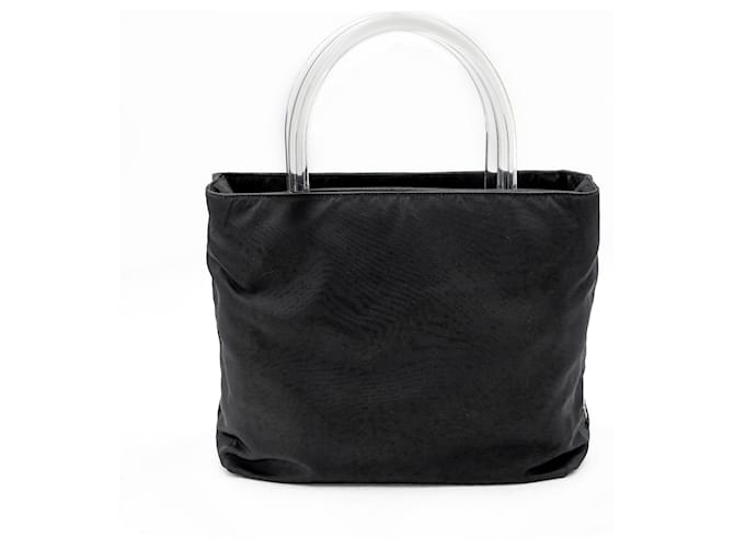 Tote Prada Mini-Tasche aus schwarzem Nylon mit Plexiglasgriffen  ref.508379