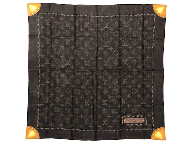 Petit foulard Louis Vuitton en coton imprimé monogramme marron  ref.508485